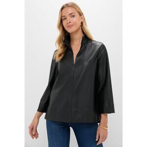 TUCKERNUCK Black Leather Margot Top Size XS NWT Retail $168 Tuckernuck